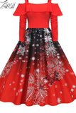 Neck Elegant Christmas Party Dress Women Long Sleeve Spaghetti Strap Ruffles Xmas Evening Costume Midi Sundres Tunic