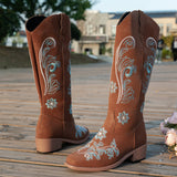 2025 Embroidered Coarse And Long-Sleet Women's Autumn And Winter New Fashion Knight Boots Embroidered Boots Women's
