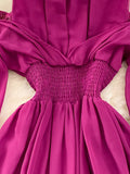 Vintage Women Hollow Out Long Dress Elegant Ruffle O-Neck High Waist A-Line Big Swing Party Vestidos Female New
