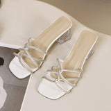 Heel Cool Slippers In The Fashion Shoes Head Water Drill Women's Shoes Transparent High Heel Slippers