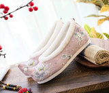 Zingj Shoes Hanfu Shoes Single Shoes / Cotton Shoes Blue Wave Ancient Costume Lotus Embroidered Cloth Shoes Girl Head