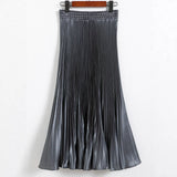 Luster Polyester Pressure Folded Half Skirt Original Single Long Skirt Silk Clear Silk