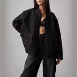 Women's Explosive Beads Decorated With Small Collar Jacket