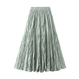 Luxury Light Pressure Folded Skirt Women's Spring And Autumn New Station Big Swing Thin Folded A Skirt