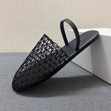 Retro Hollow Fishing Net Woven Sandals Women 2025 New Flat Bottom Comfortable Casual Slippers