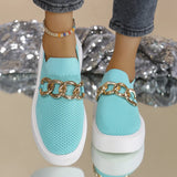 Bottom Flying Weaving Breathable Low-Top Single-Shoe Women's Chain Decoration Sleeve Lazy Happy Shoes