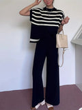 Casual High-Grade Striped Knitted Shoulder Clothes + Fashion Wide
