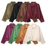 New Fashion Temperament Imitation Leather Effect Bomber Jacket
