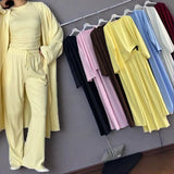 2025 New Women's Round-Neck Long-Sleeved Broad-Legged Trouser Commuting