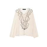 For Women's INS Burst Cascade Decoration Translucent Shirt + With Belt Hanging
