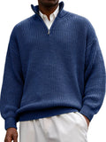 New Fashion Men's Sweater Casual Long Sleeve Half Zipper Collar Polo Shirt Top