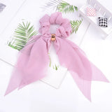 Bow Long Ribbon Hair Scrunchie Chiffon Floral Print Sweet Elastic Hair Band Ponytail Hair Scarf Hair Tie Hair