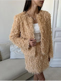 2025 New Lyso Coat Set Women Hot Elegant Short Top + Skirt New