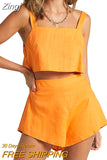Women Two Piece Outfits Sleeveless Tank Top High Waist Shorts Set Solid Color Loose Summer 2pcs Short Sets