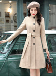 Autumn And Winter Dragon And Phoenix, The Long Coat In The Collar Of The Long Coat Woman Wish Korean Version Of The Waist Bump