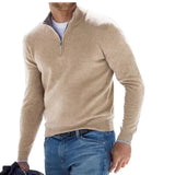 New Winter Long Sleeve V-Neck De-Yvet Zipper Men's Casual Polo