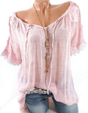 Solid Color Summer Women's Off-shoulder Short-sleeved