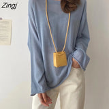 Sleeve T-shirts Women Baggy Sun-proof Colorful Pure O-neck Breathable Autumn Design Cozy Casual Prevalent Basic Feminino