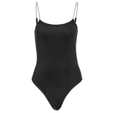 Zingj And Summer New Diamond Chain Shoulder Strap Spilt Sleeveless Sling Sexy Back Onesie Women's
