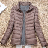 Large Size Plus Fat Down Jacket Female Light Korean Version Fashion Standing Collar Short Fat MM White Duck Down Coat Tide-Outfit