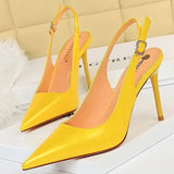 Shoes 2022 New Patent Leather Woman Pumps Stiletto Heels 9.5 Cm Office Shoes Fashion High Heels Hollow Women