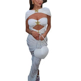 Pure White One-Piece Swimsuit Half-Dress Shawl Three-Piece Sexy Hollow Swimsuit 2025