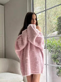 2025 Fashion Sweet Lazy Long Sleeves And Rolled Back Knitted Sweater Women