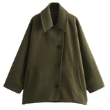 Women's Explosive Single-Dbutton Clasp-Butled Loose Wool Jacket