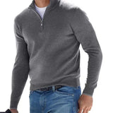 New Winter Long Sleeve V-Neck De-Yvet Zipper Men's Casual Polo