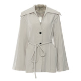 New Navy Tie Rope Belts Loose-Fitting Version Of The Suit Coat Blouse Woman