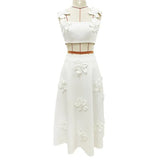 New Star Fashion Sling Vest Blouse Three-Dimensional Floral Half-Skirt Set Two-Piece