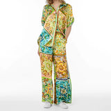 Women's Hot Flower Printing Tie With Short-Sleeved Fashion