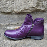 Autumn And Winter New Round Head And Double Zipper Short Boots Woman Martin Boots Woman Large Size