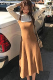 Women Warm Sweater Dress Autumn Winter Elastic Stretch Long Sleeve Elegant A-Line Knitting Dress Female Sexy Slim Knit