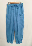 Loose High Waist Button Linen Trousers