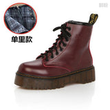 New Autumn And Winter Martin Boots Thick-Sley Fashion Women's Leather Short-Skin Shoes For A Long