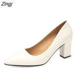 Women's High Heels High Heels Dress Shoes Pointed Toe Boat Shoes Ladies White Wedding Square Heel Ladies Dress