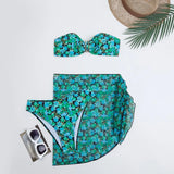 2025 Swimsuit Women Divided Metal U-Shaped Bikini Bikini Three-Piece Printed
