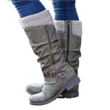 Autumn And Winter Trouser Boots Women Large Size Thick And High-Heeled Boots Belt Buckle Fashion Thin Boots