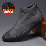 Autumn New Help Leather Boots Pedal English Wind High-Top Men's Shoes Autumn Men's Casual Leather