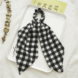 Bow Long Ribbon Hair Scrunchie Chiffon Floral Print Sweet Elastic Hair Band Ponytail Hair Scarf Hair Tie Hair