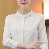 Linen Women Shirt New In Blouse Women Hollow Out O-neck Long Sleeve Casual Shirts and Blouses 2023 Fashion Women
