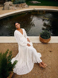 Women's Dress Dress Long Sleeves Oversized Swing Flower Folding Lantern Sleeve Dress Woman