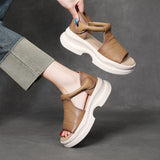 Head-Level Cower Hand-Bag Root Magic Stick Thick Soles Ultra-Light Sandals Summer Ladies Hollow Pine Pastry