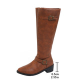 High-Trace With The Knight Boots Women's New Side Zipper Belt Buckle Locomotive