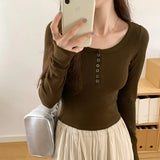 Bottomed Shirt A New Threaded Blouse In Early Autumn Is Worn Inside A Collarbone Long-Sleeved