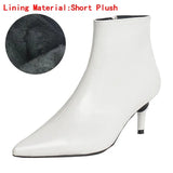 autumn and winter new style with fine pointed high heels Martin boots white boots leather boots Women's boots spring