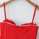Red Satin Corset Style Tulle Strap Mini Dress- Outfit