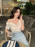 Xixi 13 Line 2025 Spring New Pearl Pure Color Loose Shirt Long-Sleeved Top Women