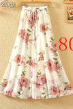 Women Summer Long 2023 Spring Ladies Floral Print High Waist Elegant Sweet Casual Chiffon Skirts Beach Faldas